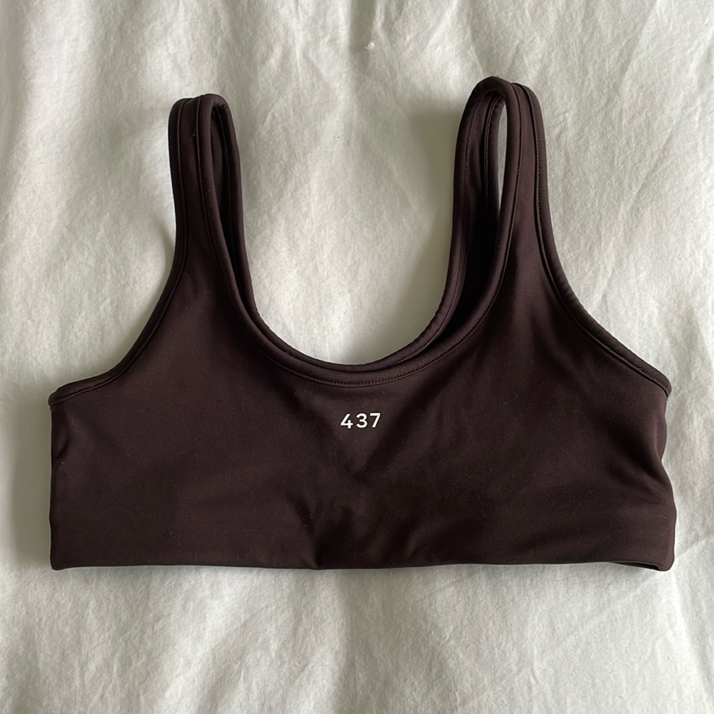 437 Logo Brown Crop Sports Tank Top